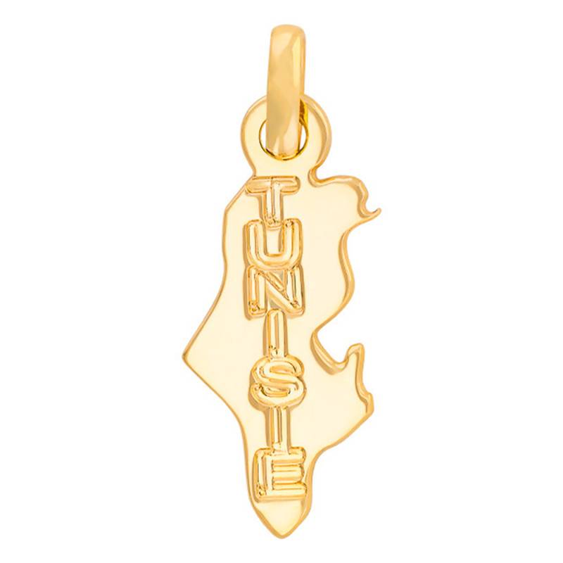 Engraved Tunisia Map Pendant in 375/1000 or 750/1000 Yellow Gold - Rosatella