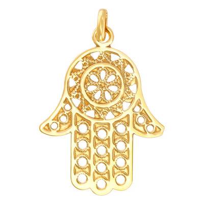 Yellow Gold 375 or 750 Open-Work Hand of Fatima Pendant - Rosatella