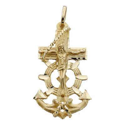Pendentif Croix Marine & Christ Or Jaune 750 - Lumiosa