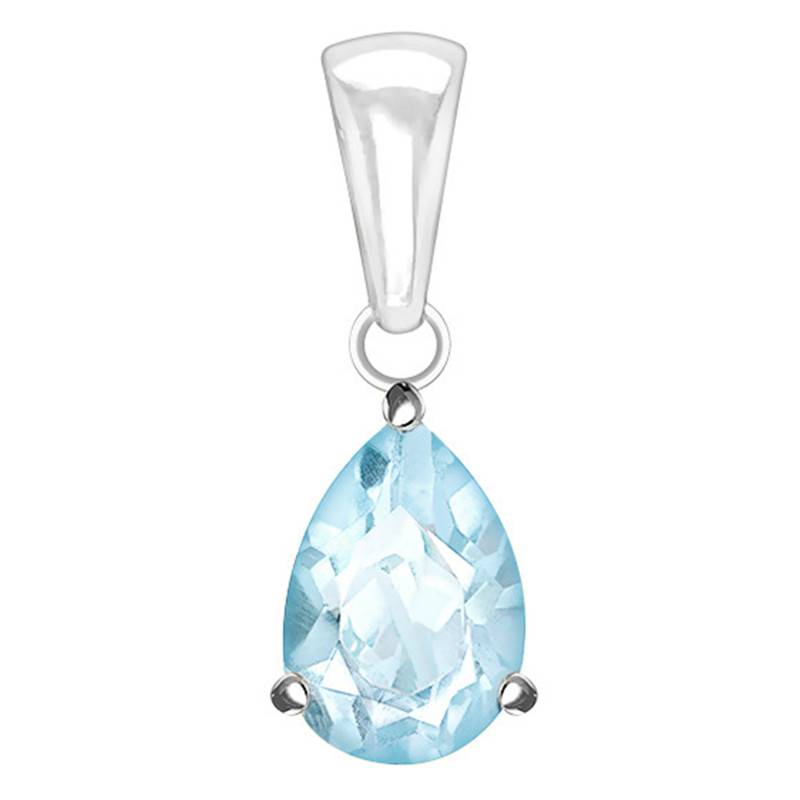 White 375 or 750/1000 Gold & Aquamarine Pendant - Aurora