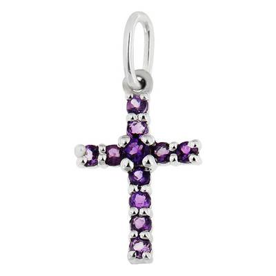 375/1000 White Gold and Amethyst Cross Pendant - Aurora