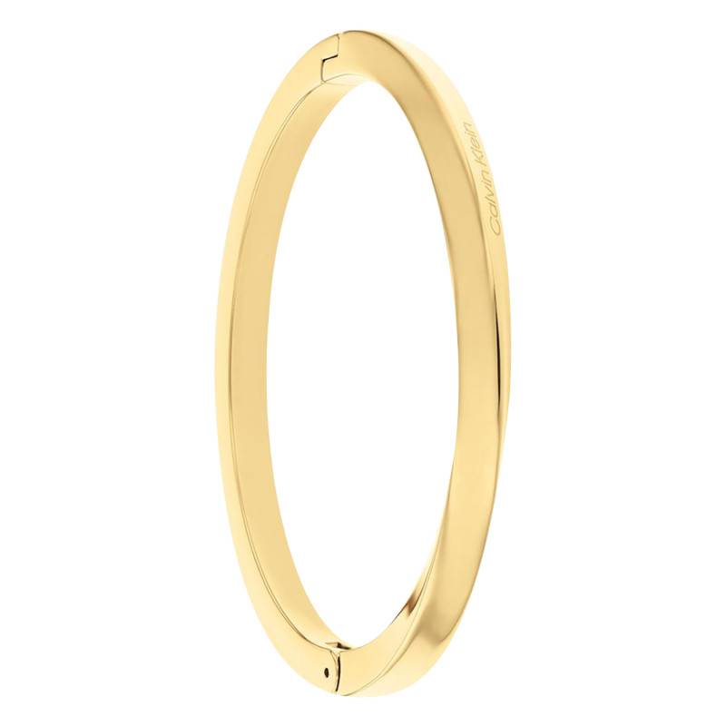 Gold Steel Twisted Ring Bangle Bracelet, Length 17,50 cm - 35000313 - Calvin Klein