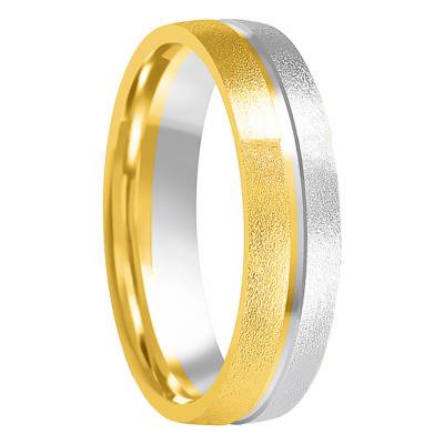 Alliance Demi-Bombée Confort Sablée Rainurée en 2 Ors 750, Largeur 5 mm - Amore
