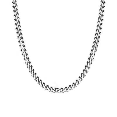 Two-Tone Steel Curb Chain Major Necklace, Adjustable Length 50 cm, Width 4 mm - HC01476 - Rochet