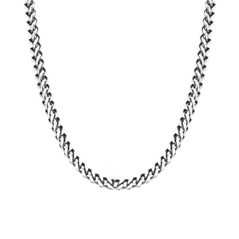 Two-Tone Steel Curb Chain Major Necklace, Adjustable Length 50 cm, Width 4 mm - HC01476 - Rochet
