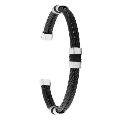 Two-Tone Steel Open Bangle Cabestan Bracelet - HBJ2381 - Rochet