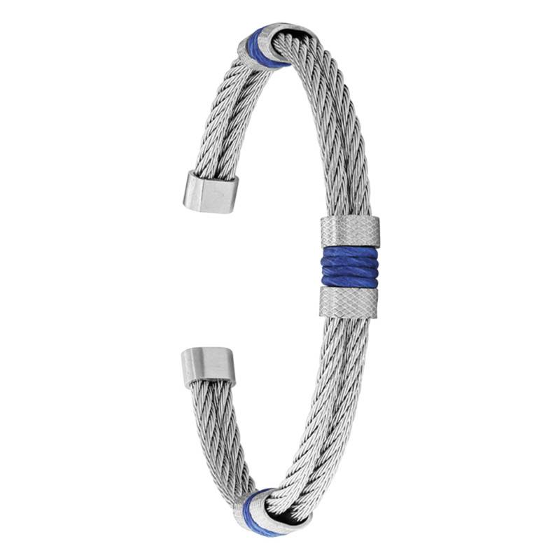 Two-Tone Steel Cabestan Open Bangle Bracelet - HBJ2366 - Rochet