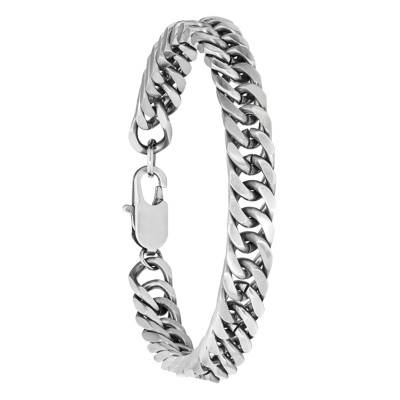 Bracelet Crooner Maille Cubaine en Acier, Longueur 21 cm, Largeur 8 mm - HB8480 - Rochet