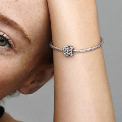 925 Silver Openwork Pearl Flower Charm - Pandora