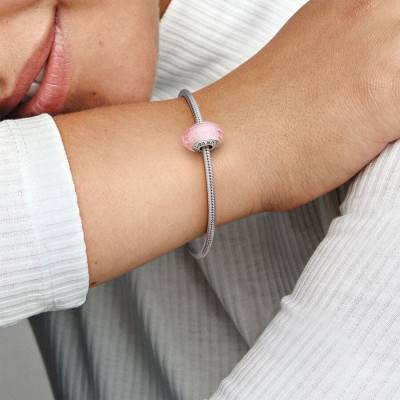 925 Silver & Murano Glass Pink Faceted Charm - Pandora