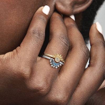 Bague Céleste Soleil Scintillant Dorée - Pandora