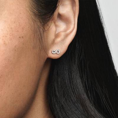 925/1000 Silver Sparkling Infinity Earrings - Pandora