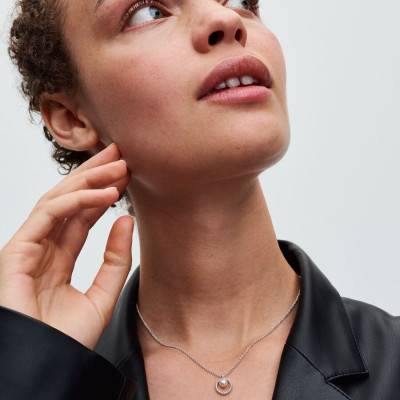 Collier Perle de Culture d'Eau Douce Traitée & Pavé, Longueur 45 cm - Pandora