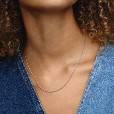 925/1000 Silver Curb Chain Necklace, Length 60 cm - Pandora
