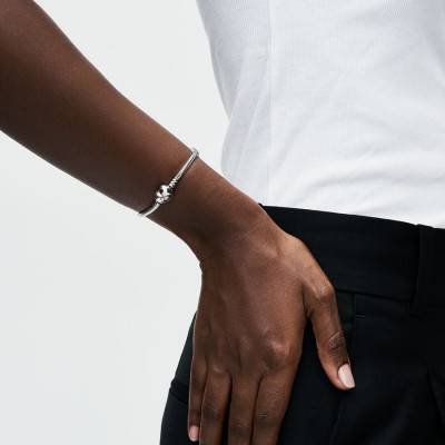 925 Silver Pandora Moments Snake Chain Heart Clasp Bracelet, Length 16 cm to 23 cm - Pandora