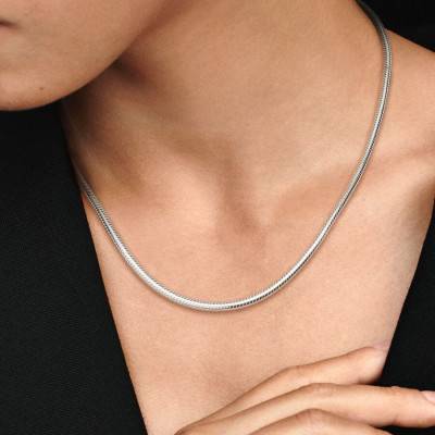 Pandora Moments 925/1000 Silver Serpentine Chain Necklace, 40 cm to 50 cm - Pandora
