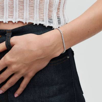 925 Silver Sparkling River Bracelet, Length 16 cm to 20 cm - Pandora