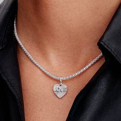 Engravable Love Heart Pendant Charm in 925 Silver - Pandora