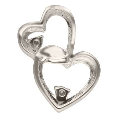 Pendentif Coeurs Entrelacés en Or Blanc 375 & Diamants 0,02 ct, 7,50 x 12 mm - Aurora