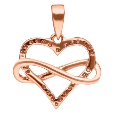 Pendentif Coeur Infini en Or Rose 375 & Diamants 0,07 ct, 13 x 10,45 mm - Aurora