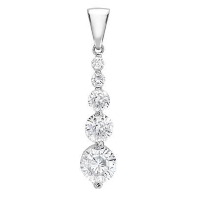375/1000 White Gold & Zirconium Oxide Drop Pendant - Emanessence