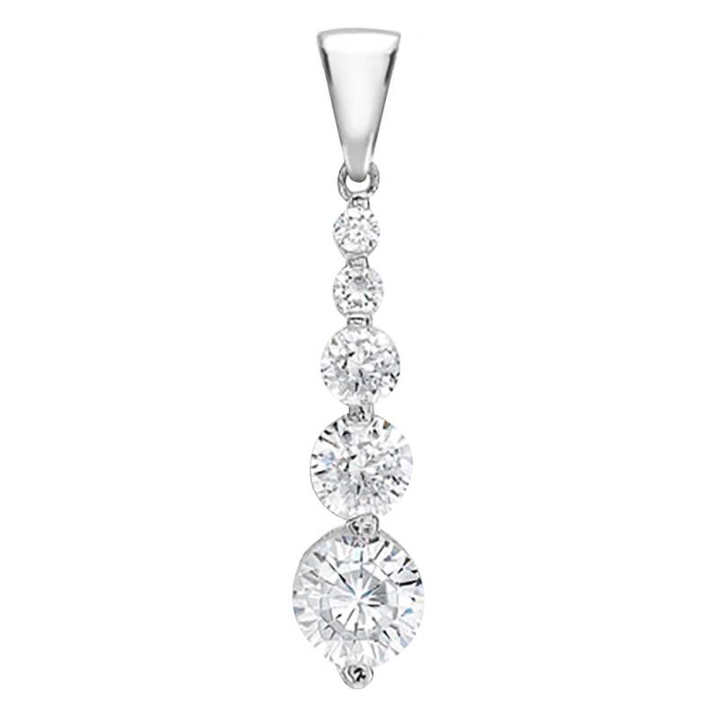 375/1000 White Gold & Zirconium Oxide Drop Pendant - Emanessence