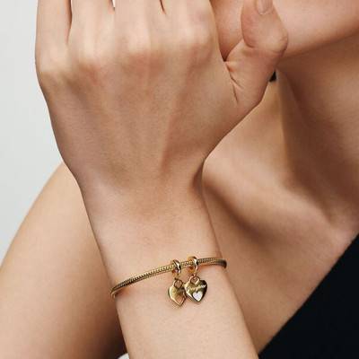 Double Separable Heart Pendant Charm in Gold - Pandora