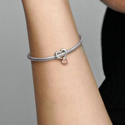 925/1000 Silver & Rose Gold-Plated Two-Tone Openwork Infinity Heart Charm - Pandora