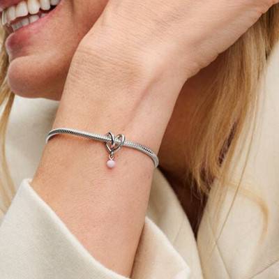 925/1000 Silver & Rose Gold-Plated Two-Tone Ribbon Heart Charm - Pandora