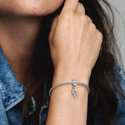 925 Silver Intertwined Hearts Pendant Charm - Pandora