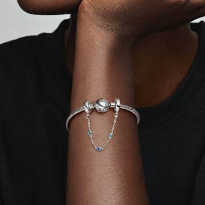 Chaîne de Confort Triple Pierre Bleue en Argent 925 - Pandora