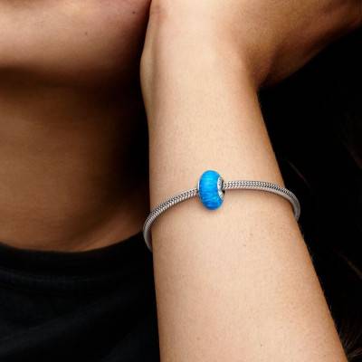 925 Silver Opalescent Deep Ocean Blue Charm - Pandora