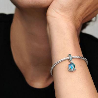 Adorable Octopus Murano Glass & 925 Silver Pendant Charm - Pandora