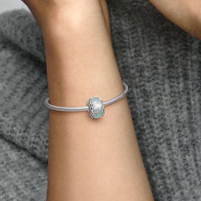 Charm Murano Flocon de Neige Bleu Hiver en Argent 925 - Pandora