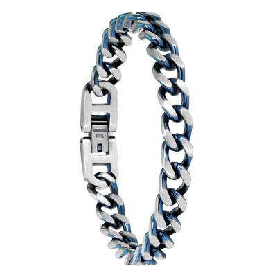 Bracelet Dandy Maille Gourmette en Acier Bicolore, Longueur 20,50 cm, Largeur 8 mm - HB07276 - Rochet