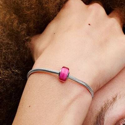 Pink Murano Glass & 925/1000 Silver Charm - Pandora