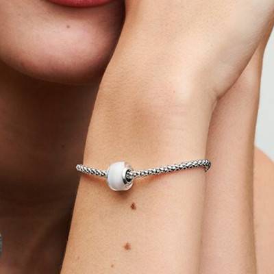 Charm Mini Murano Blanc en Argent 925 - Pandora