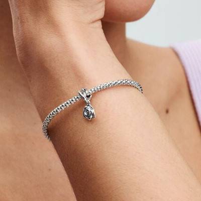 925/1000 Silver Pink Rose Pendant Charm - Pandora