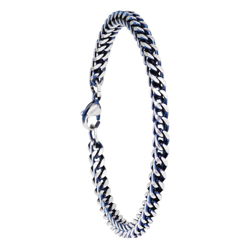 Two-Tone Steel Double Curb Chain Major Bracelet, Length 20.50 cm, Width 4 mm - HB01476 - Rochet