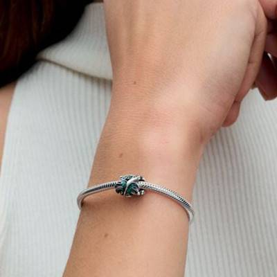 Charm Feuilles de Monstera Vert & Argent 925 - Pandora