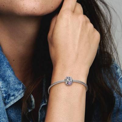 925/1000 Silver Openwork Violet Daisy Charm - Pandora