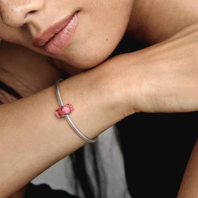 925 Silver & Murano Glass Wavy Pink Fantasy Charm - Pandora
