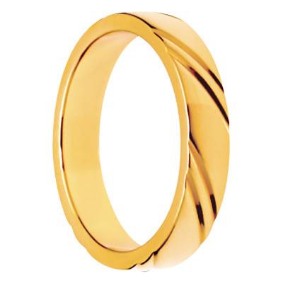 Dear Gold-Tone Steel Grooved Ring - HA748656 - Rochet