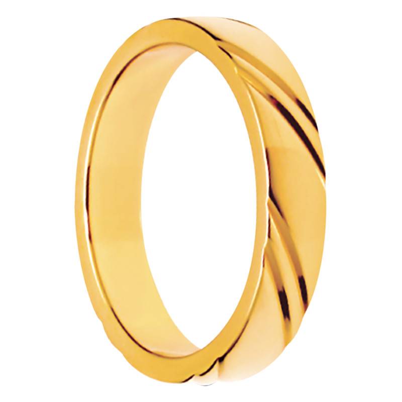 Dear Gold-Tone Steel Grooved Ring - HA748656 - Rochet