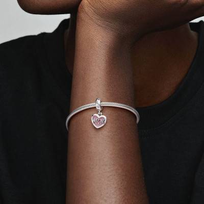 925 Silver Mum Heart Inscription Charm Pendant - Pandora