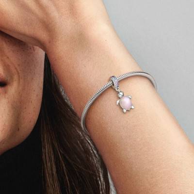 Pink Murano Glass Sea Turtle Charm Pendant - Pandora