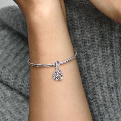 925 Sterling Silver Pink Tree of Life Heart Pendant Charm - Pandora