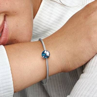 925/1000 Silver Blue Globe Clip Charm - Pandora
