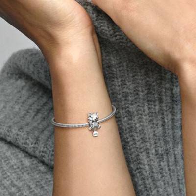 Charm Boule Chaton & Pelote de Laine Argent 925 - Pandora