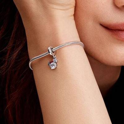 925/1000 Silver, Resin & Cubic Zirconia Disney Minnie Silhouette Charm Pendant - Pandora